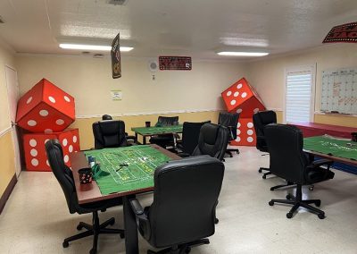 Giant dice and poker tables for poker activity