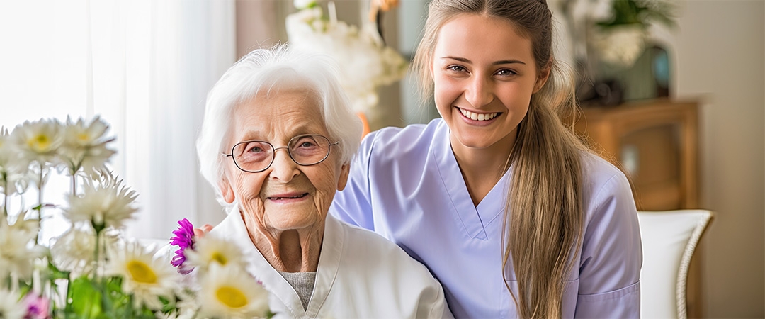 A skilled nurse with a senior woman.